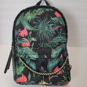 Victorias Secret Quilted Floral Tropical Hawaiian Gold Chain 15x13 Backpack EUC